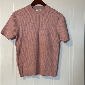 Suzy Shier Blush Textured Crew Neck Sweater
